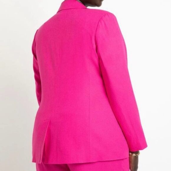 ELOQUII Blazer Linen Blend Barbie Pink Size 18 - Picture 2 of 11